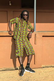 Geometric African Mens Shirt, Dashiki Top, Tribal Print Shirt, Festival Outfit Men, Rave Wear, Cotton Mens Clothing, Ankara Co-ord Set, Y2K