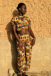 African Print Top, Ankara Wrap Top, Nigeria Crop Top, YK2 Crop Top, 70s Clothing, Beach Blouse, Abstract Women Shirt, Ashanti Empress