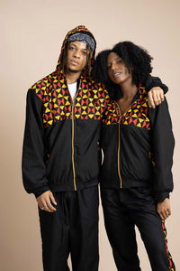 Badaboom African Print Black Hooded Jacket