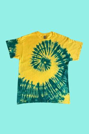 Yellow Tie Dye Cotton T-Shirt, Hippie Clothing, Festival Outfit, Colourful T Shirt, Psychedelic Shirt, Unisex Plus Size, Rave Accessories