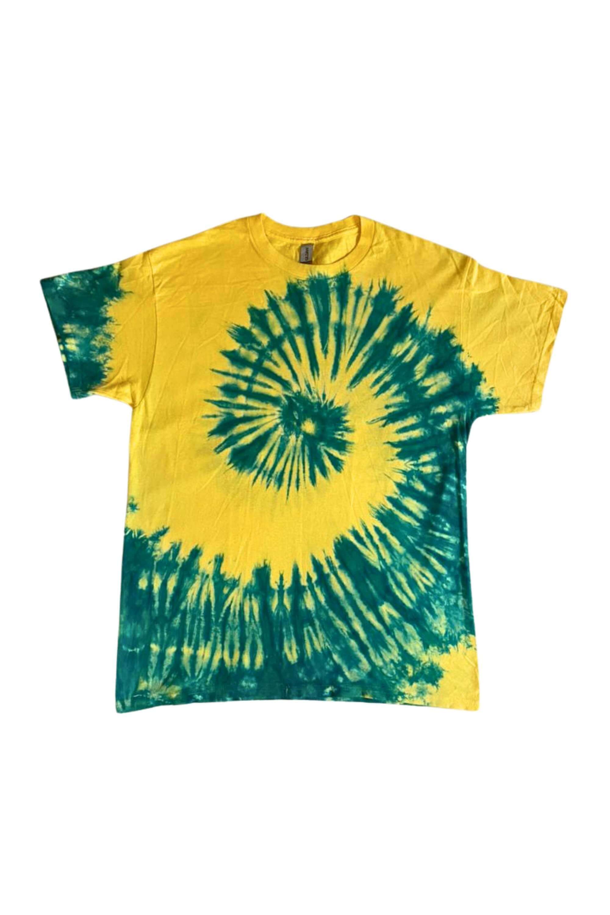 Yellow Tie Dye Cotton T-Shirt, Hippie Clothing, Festival Outfit, Colourful T Shirt, Psychedelic Shirt, Unisex Plus Size, Rave Accessories