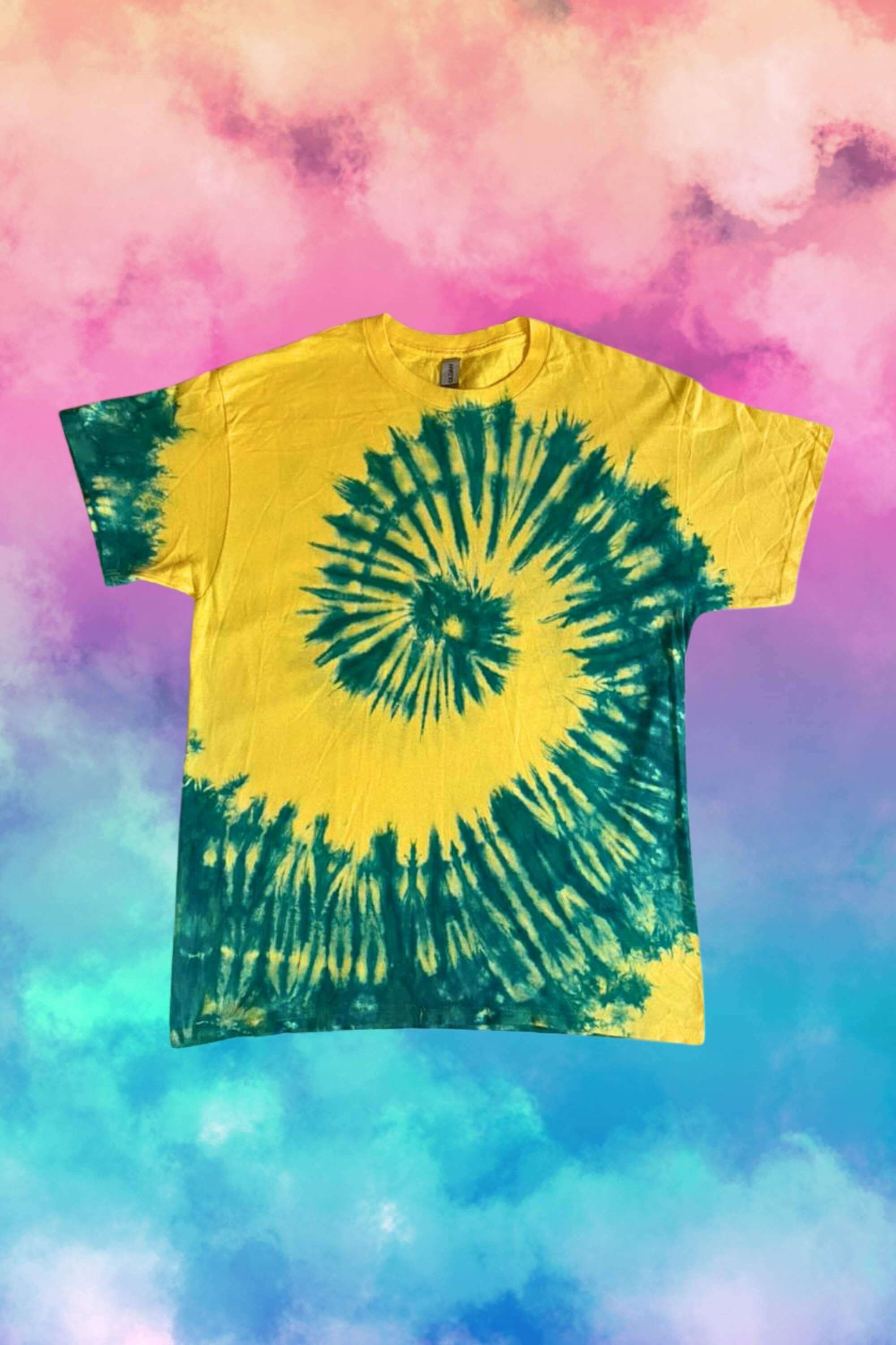 Yellow Tie Dye Cotton T-Shirt, Hippie Clothing, Festival Outfit, Colourful T Shirt, Psychedelic Shirt, Unisex Plus Size, Rave Accessories