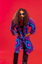 Purple and blue african print kimono