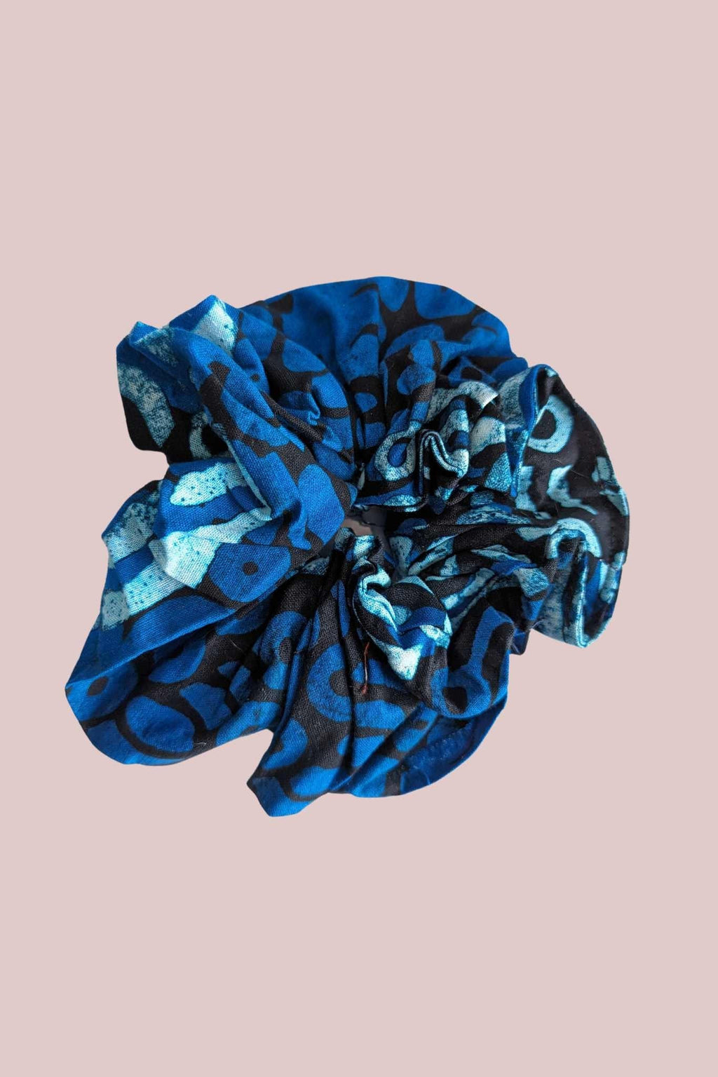 Blue Batik Scrunchie, African Hair Accessories, Colourful Scrunchie, Hair Scrunchie, Colourful Hair band, Blue Hair Tie, Large Scrunchie