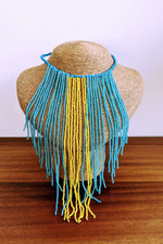 Blue Long Beaded Necklace, Unique African Jewellery, African Bead Necklace, Beaded Necklace, Statement Necklace, Boho Bead Necklace