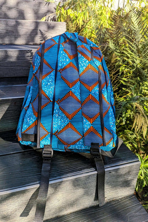 Bosomtwe Blue African Print Backpack