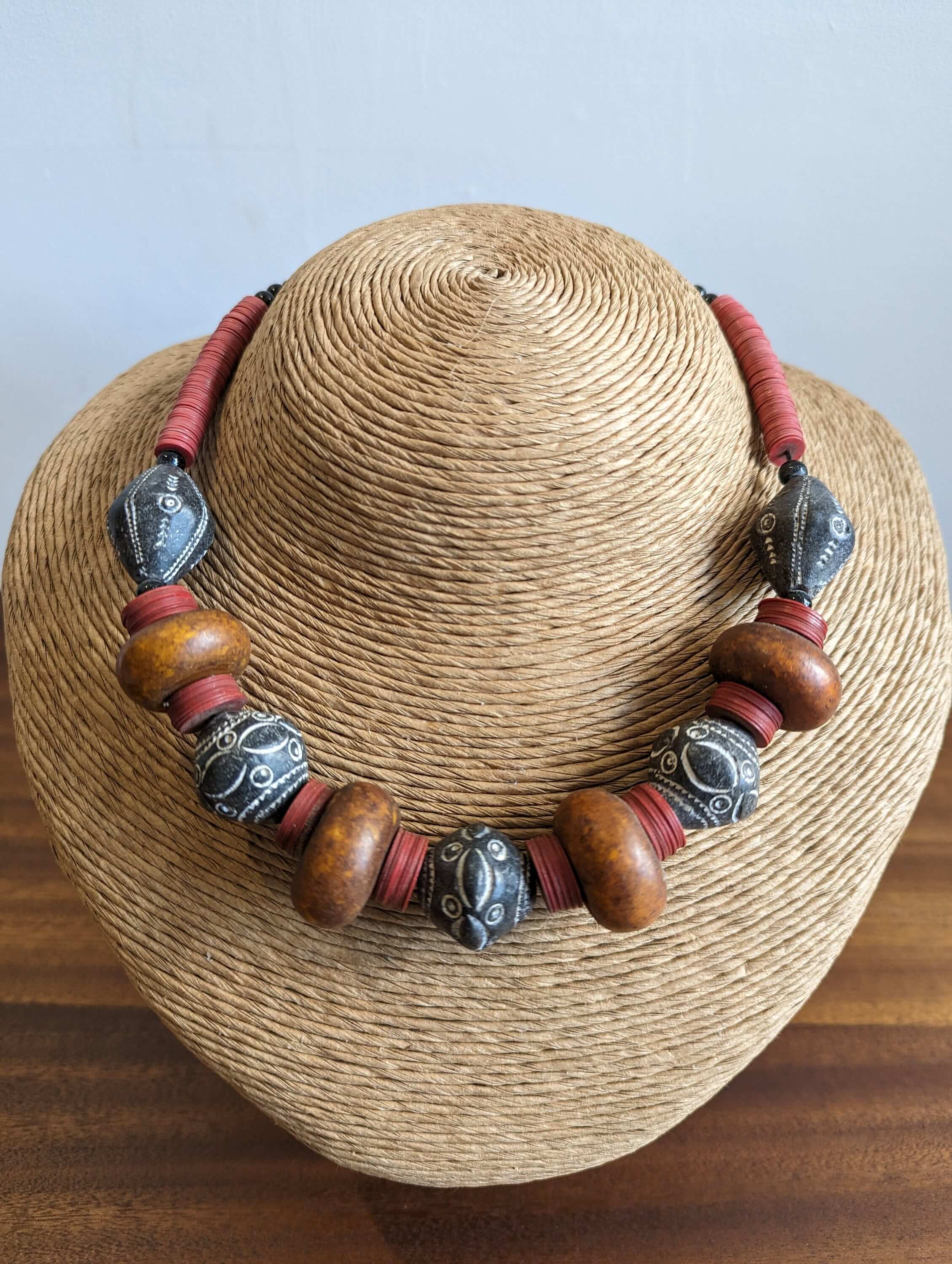 Amazon.com: African Beaded Necklace, Ghana Krobo Beads, Terra Cotta And  Aqua Choker, Tribal Beads, Ethnic Statement Necklace, Fair Trade Beads. :  Handmade Products