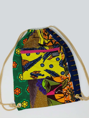 Colour Me Crazy Patchwork African Drawstring Bag