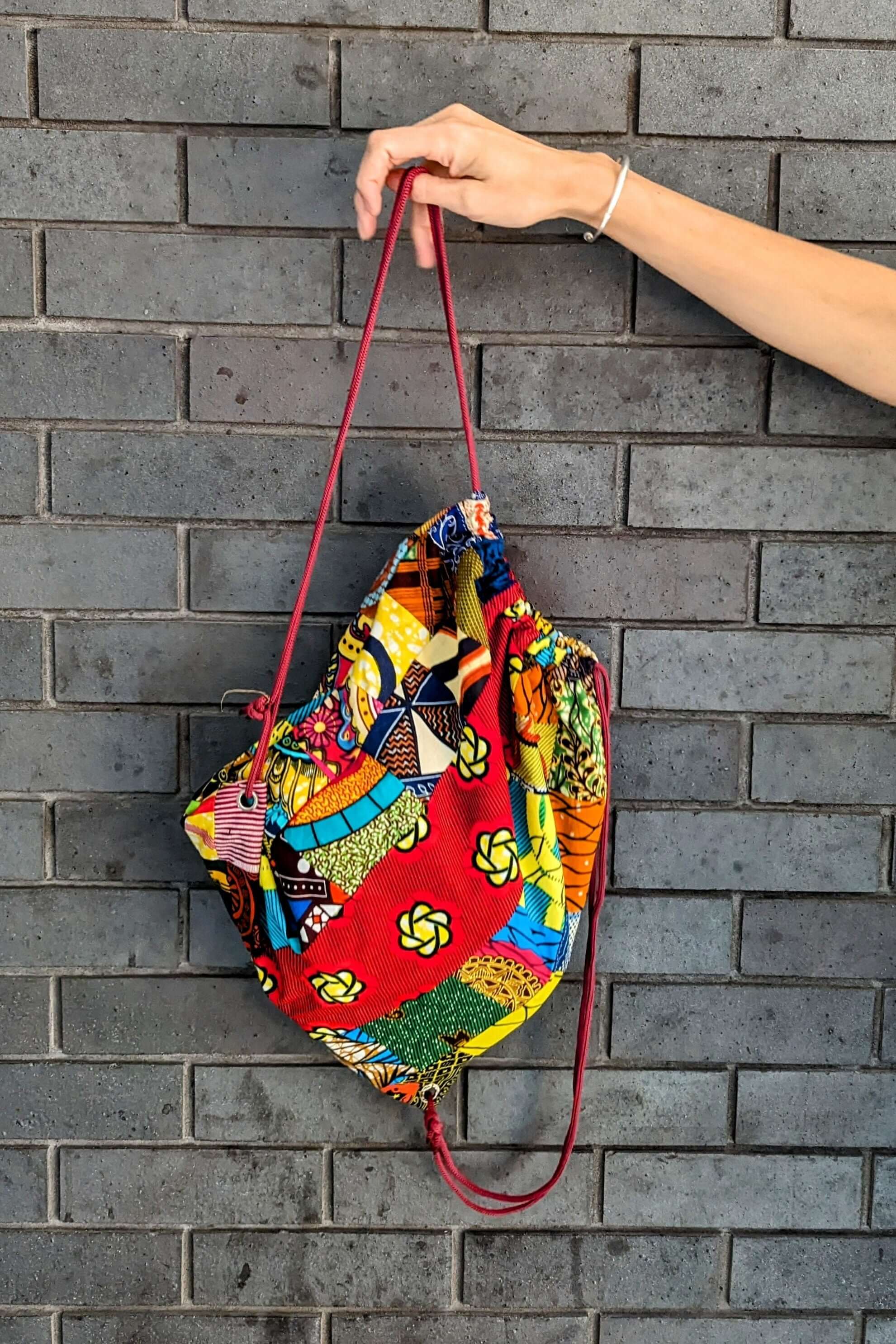 Colour Me Crazy Patchwork African Drawstring Bag