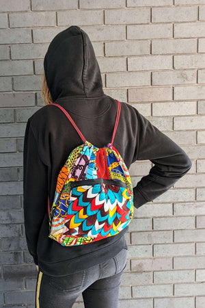 Colour Me Crazy Patchwork African Drawstring Bag