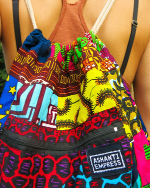 Colour Me Crazy Patchwork African Drawstring Bag