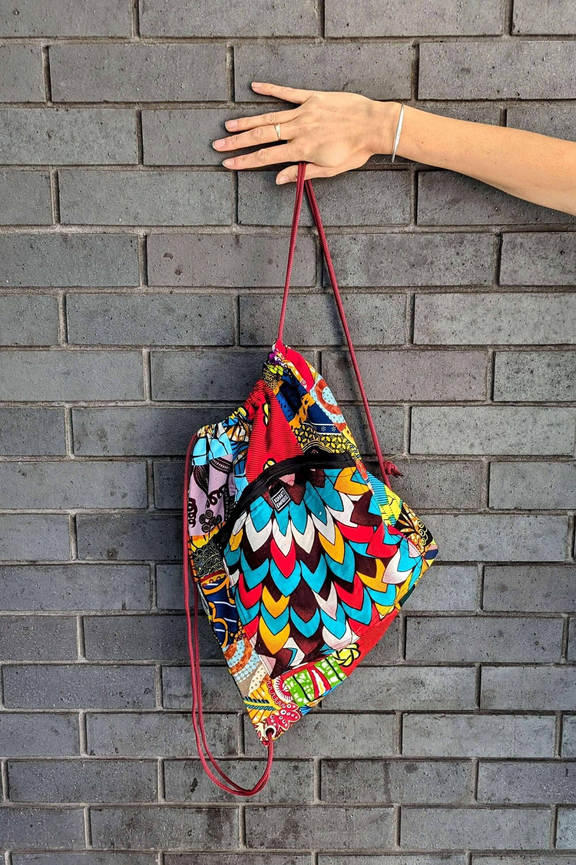 Colour Me Crazy Patchwork African Drawstring Bag