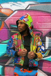 Colour Me Crazy Patchwork African Print Hooded Jacket