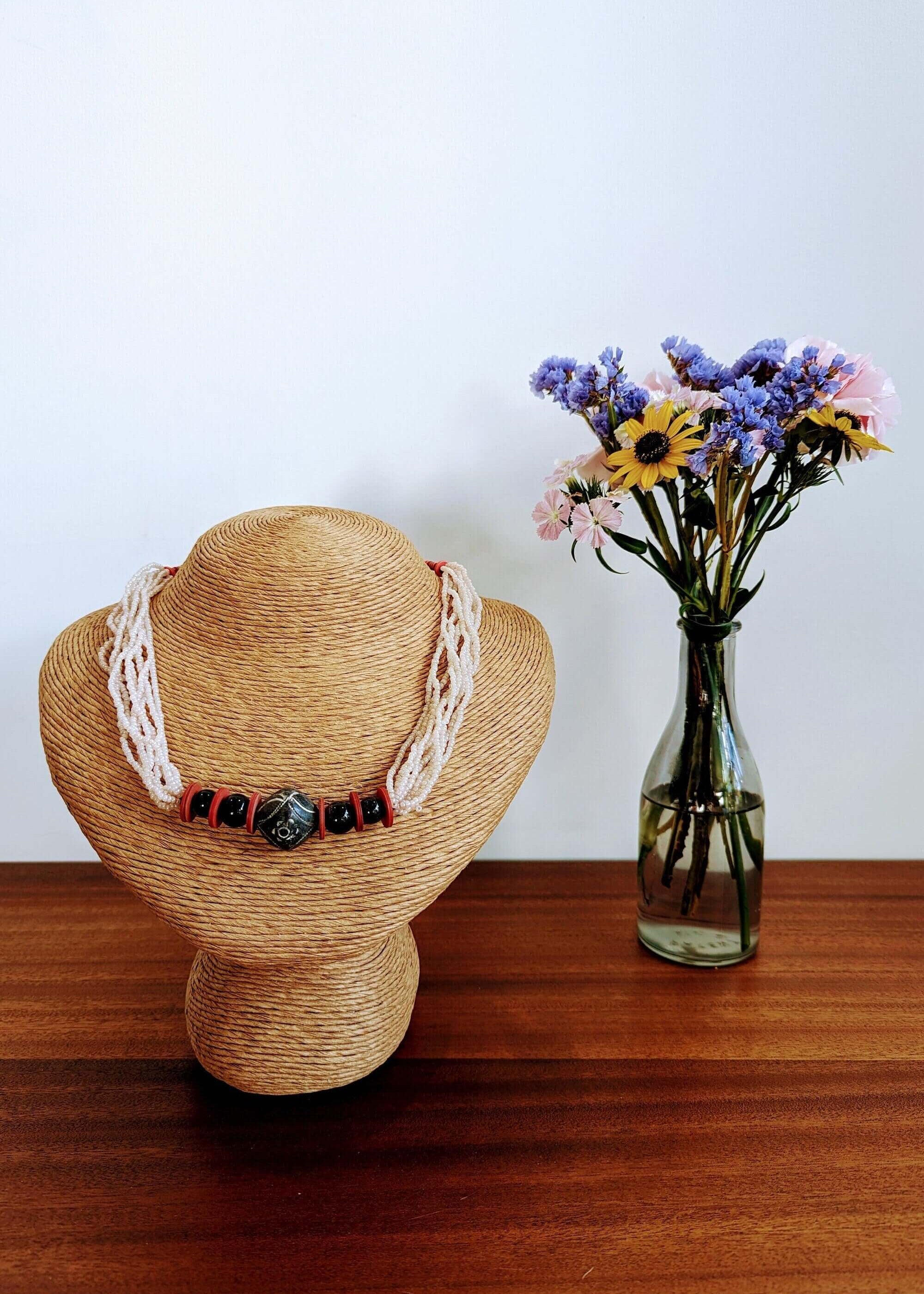 Dusky Pink African Bead Necklace
