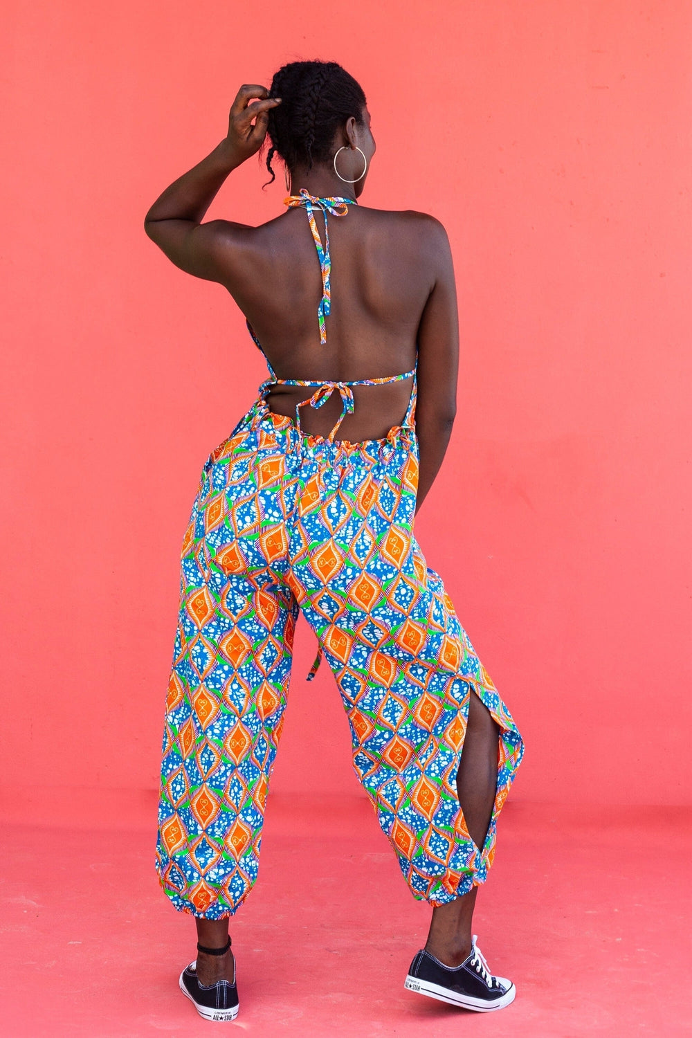 Fante Fun African Print Backless Jumpsuit