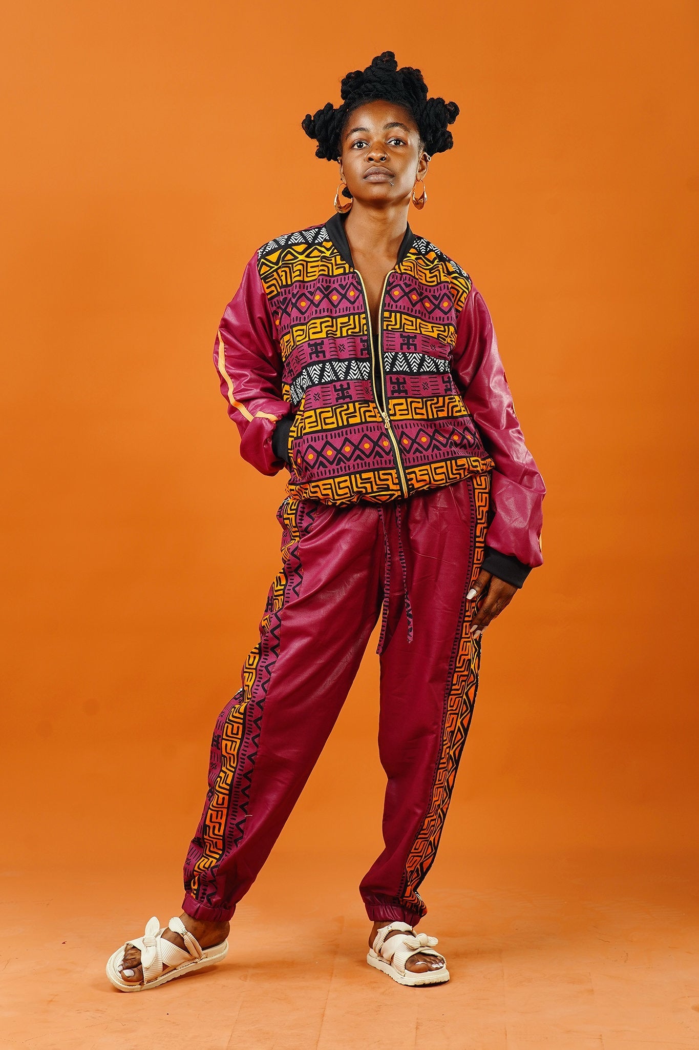 Hajia Purple African Print Bomber Jacket