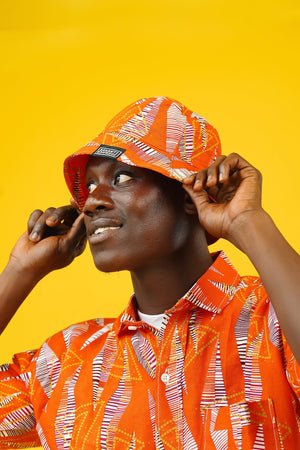 Ishy Bamba Orange African Print Short Sleeve Shirt