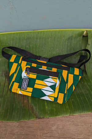 Yellow and green kente bumbag