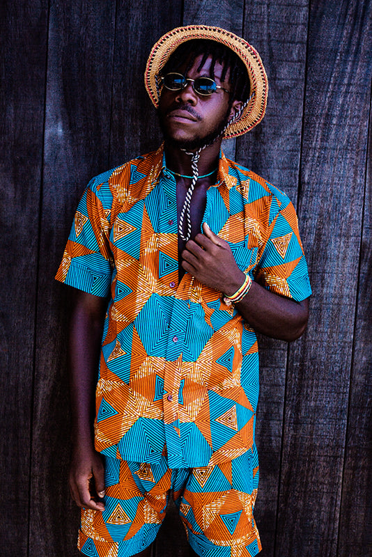 Kalaiedadope African print mens shirt and shorts