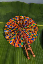 Kente African Print Folding Fan