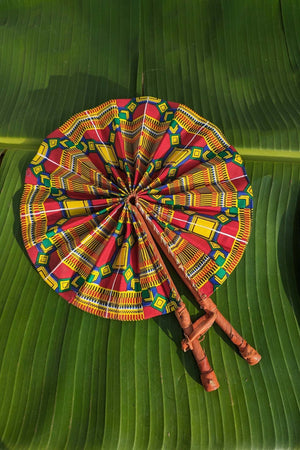 Kente African Print Folding Fan