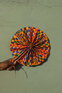 Kente African Print Folding Fan