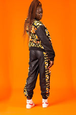 Leopard African Print Black Tracksuit Trousers