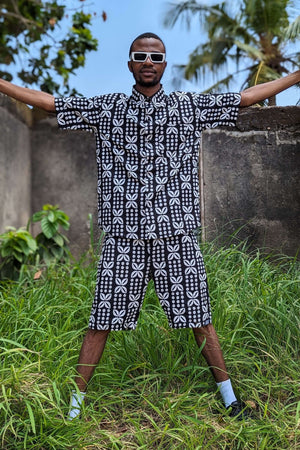 Black and white mens cotton shirt