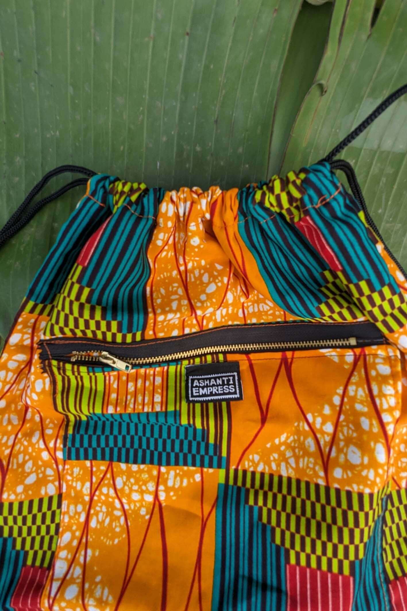 Trippy Drawstring Bag, Rave Accessories, Colourful Kids Bag, Drawstring Party Bag, Funky, African Print, Gym, Swimming, Festival Bag