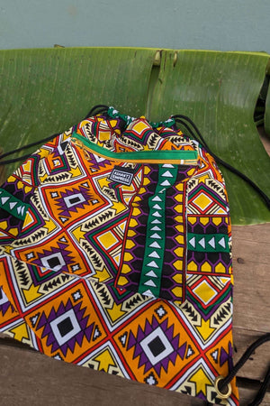 Aztec print drawstring bag