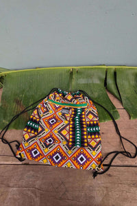 Aztec print drawstring bag