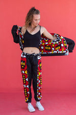 Picasso Black African Print Tracksuit Trousers