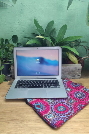 Pink Flower African Print Laptop Case