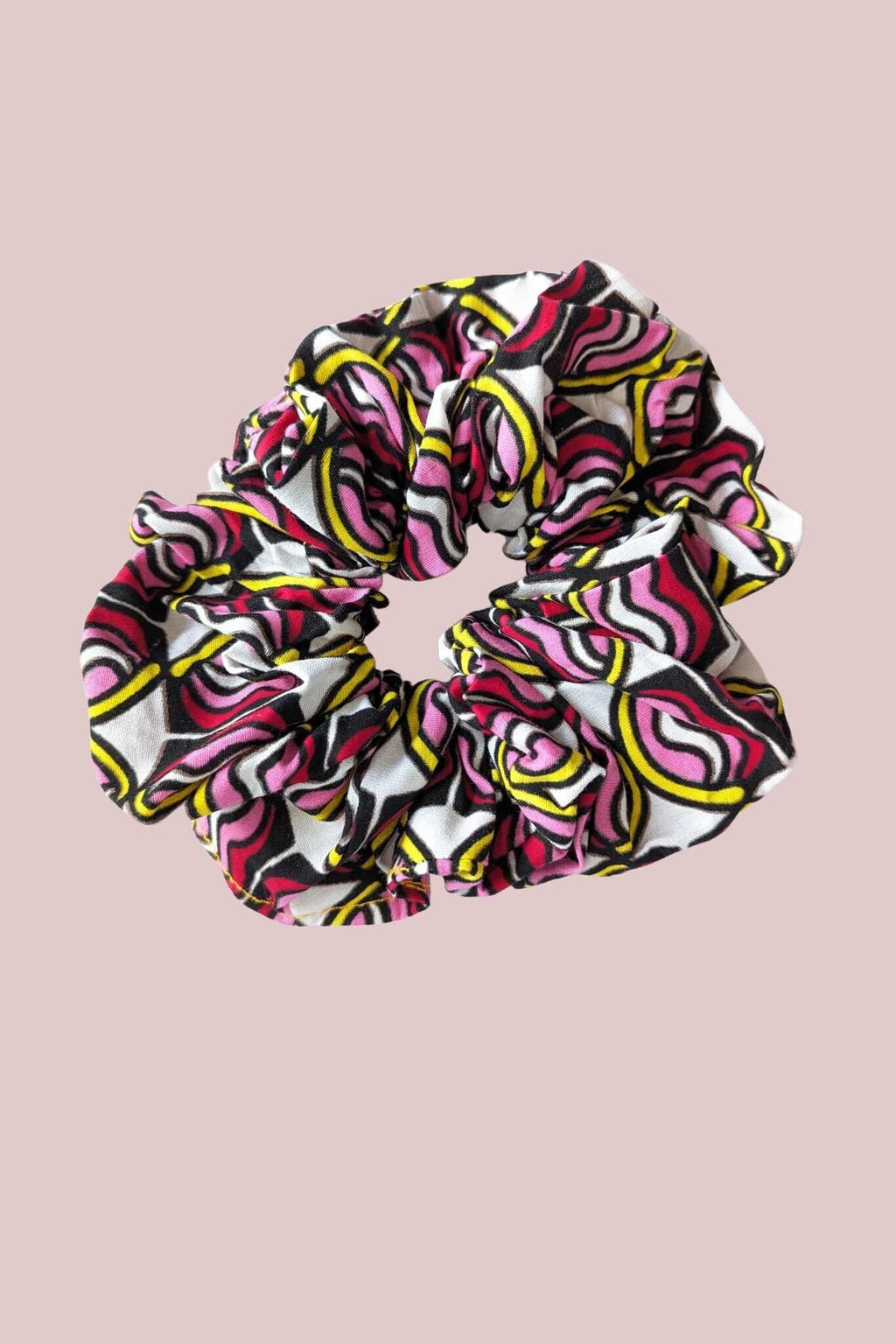 pink african print hair scrunchie