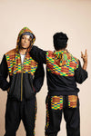 Kente Hoodie, African Print Hoodie, Unisex 90s Clothing, African Festival Clothing, Hippie Jacket, Zipped Hoodie, Kente Cloth, Rave Hoodie