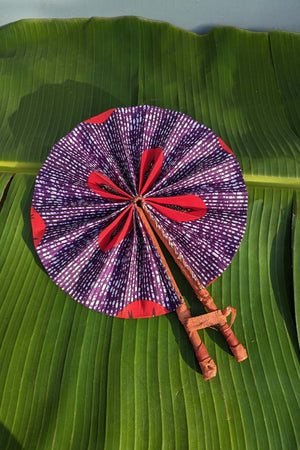 Purple And Red African Print Folding Fan