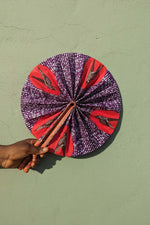 Purple And Red African Print Folding Fan
