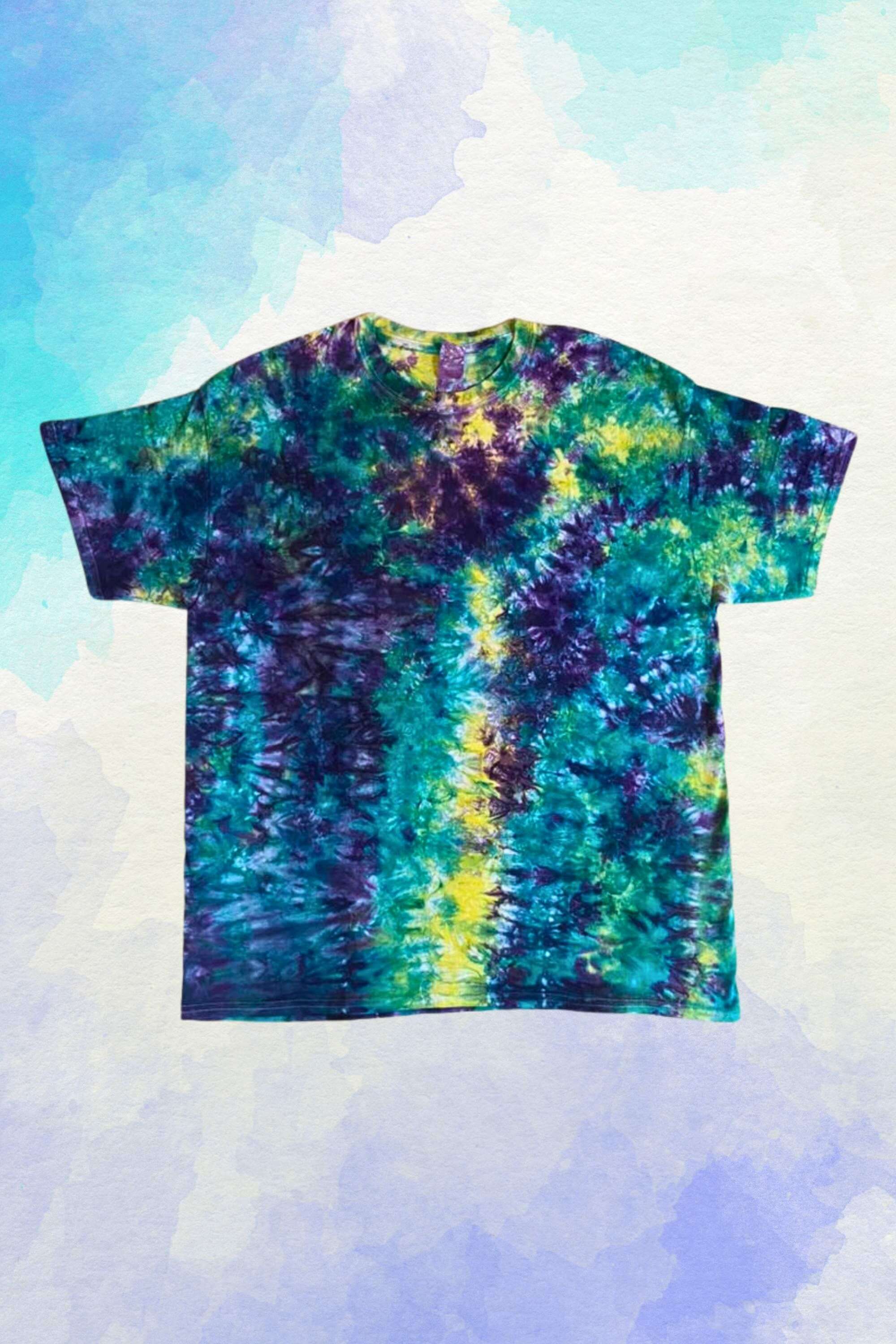 Blue Tie Dye Cotton T-Shirt, Hippie Clothing, Mens Festival Outfit, Colourful T Shirt, Psychedelic Shirt, Unisex Plus Size, Rave Accessories