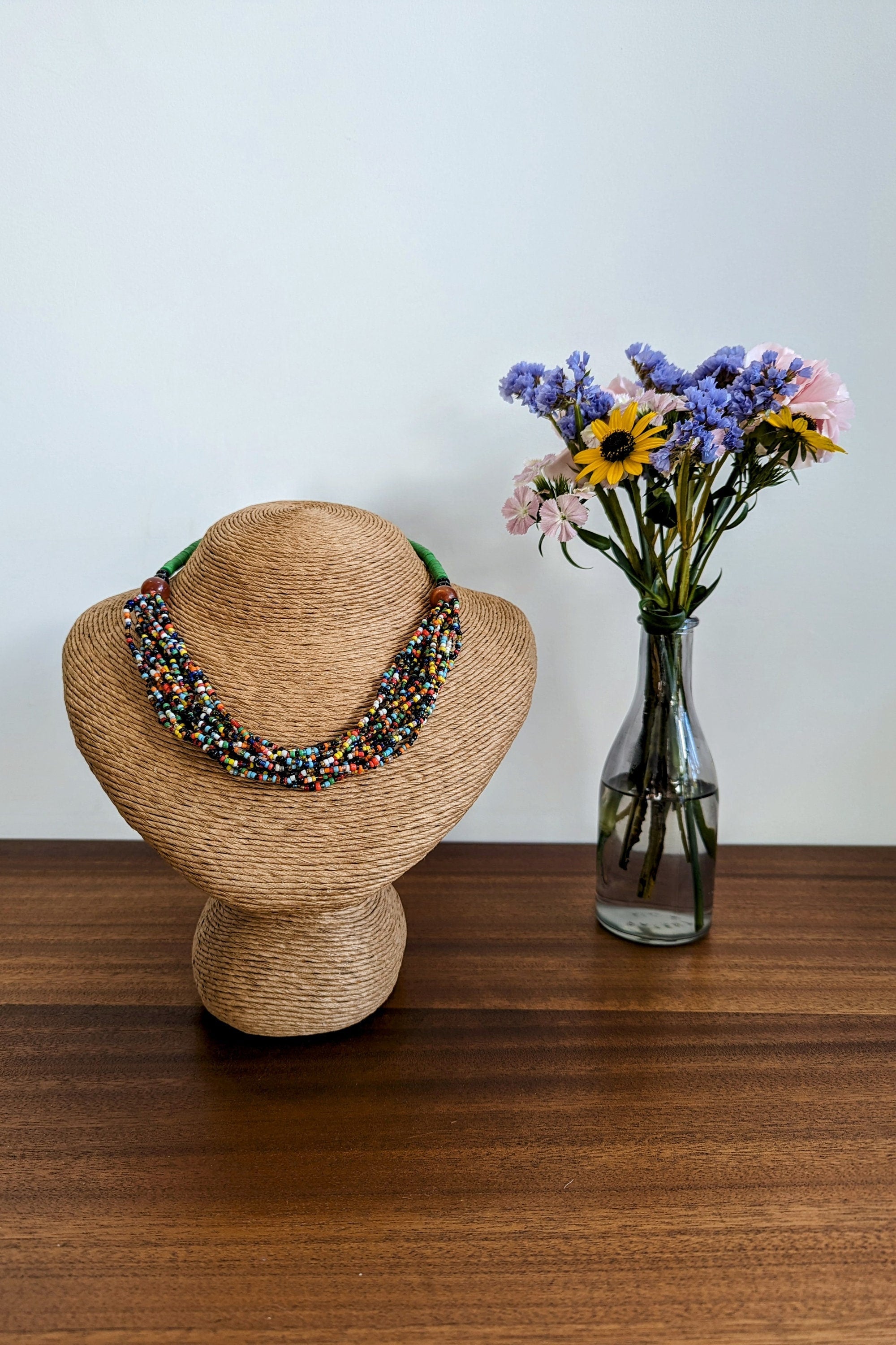 Rainbow Twist African Bead Necklace
