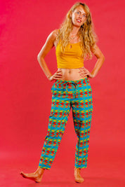 Blue african print kente trousers