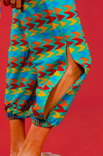 Blue kente backless womens jumpsuit