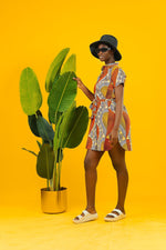 Retro Ruby African Print Midi Shirt Dress