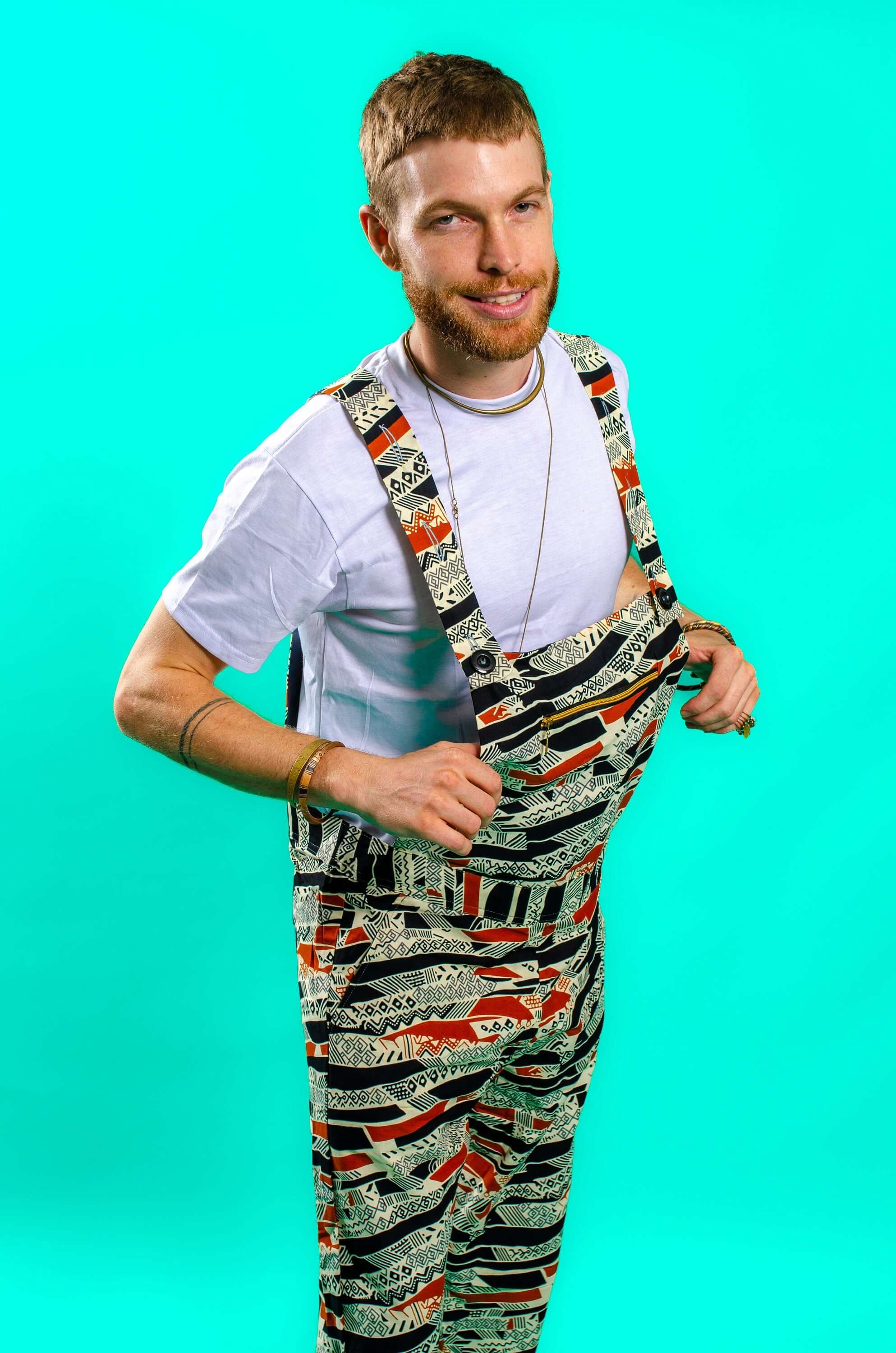 African print festival dungarees