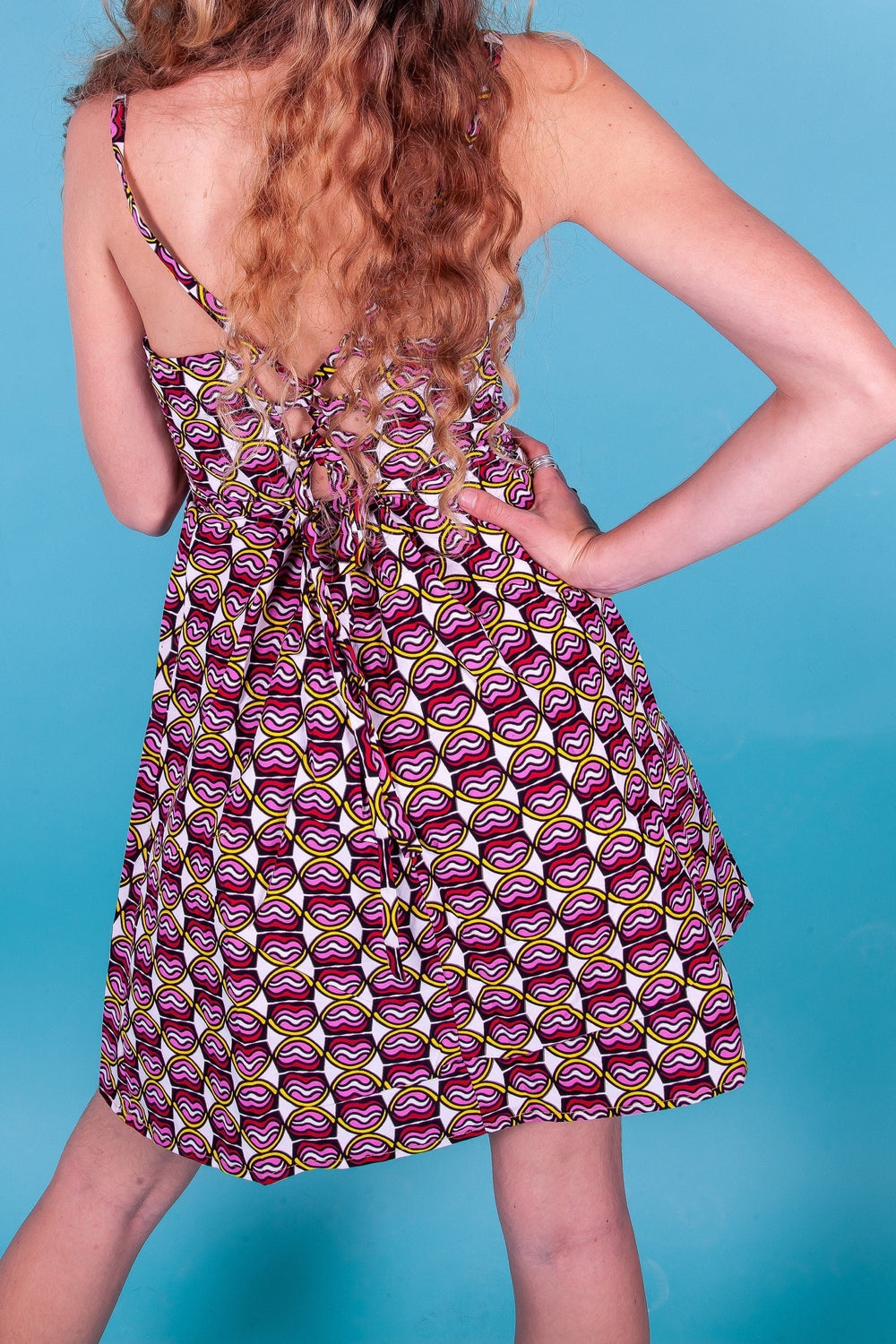 Shelly Pink African Print Flared Midi Dress