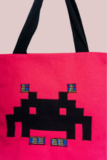 Space Invader Pink Ankara Tote Bag