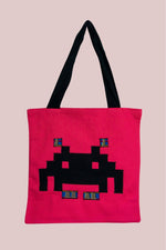 Space Invader Pink Ankara Tote Bag