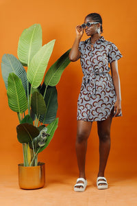 Volta African Print Midi Shirt Dress