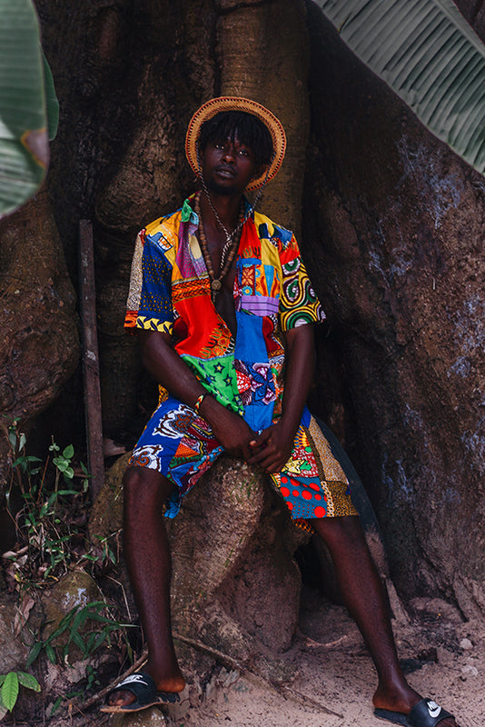 Colour Me Crazy African print shirt and shorts