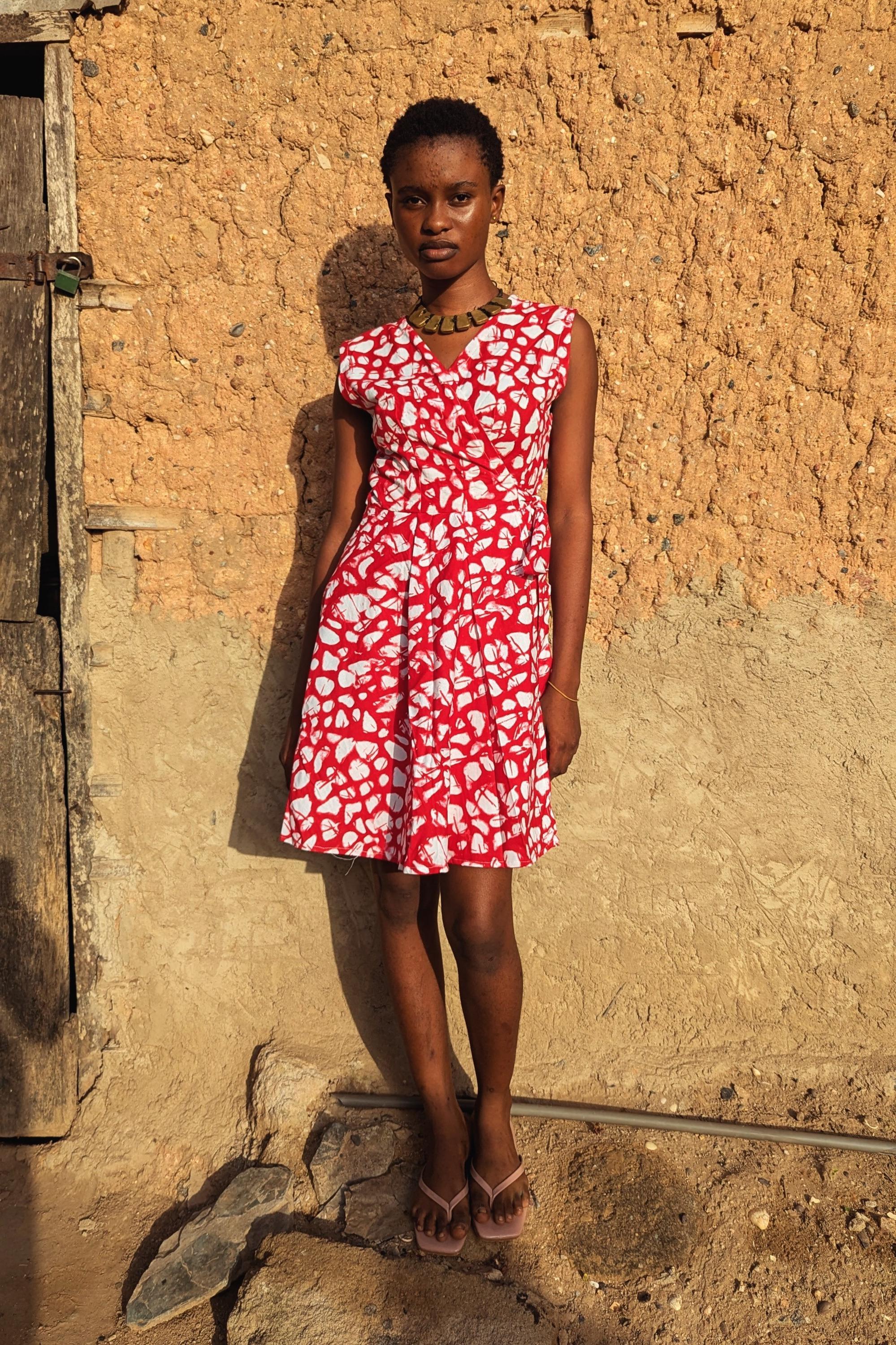 Batik Red Wrap Dress | African Dresses | Ashanti Empress Batik Red Wrap Dress | African Dresses | Ashanti Empress