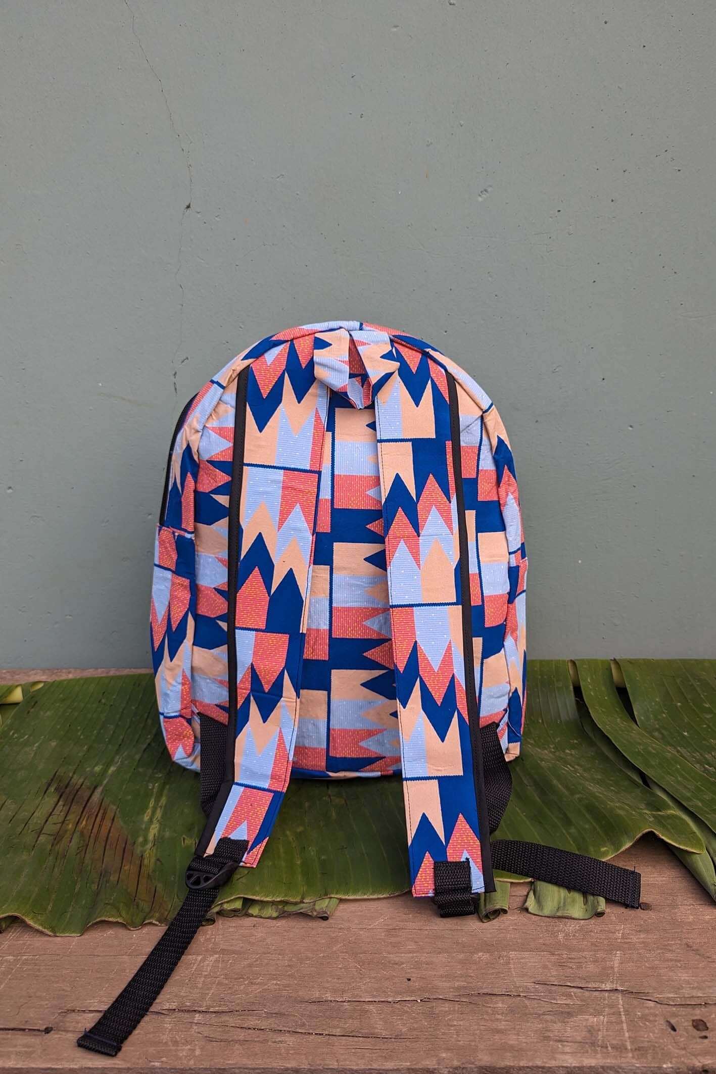 Pink kente African print backpack